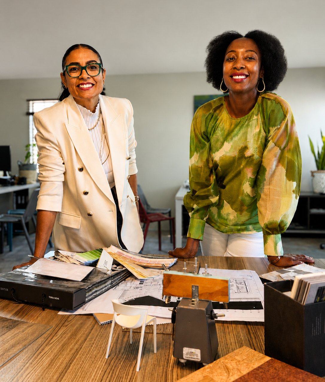 Tanya Klein and Lingo Mugabe at the TH Design studio.